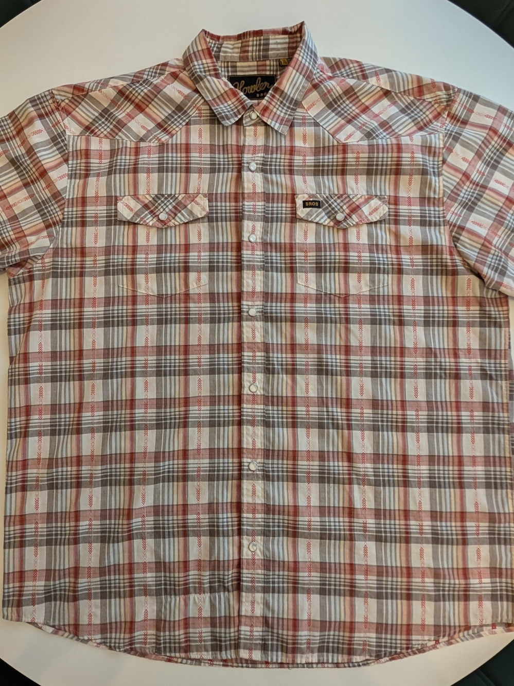 Howler Brothers Plaid Pearl Snap Button-Down Shirt in Red & Brown